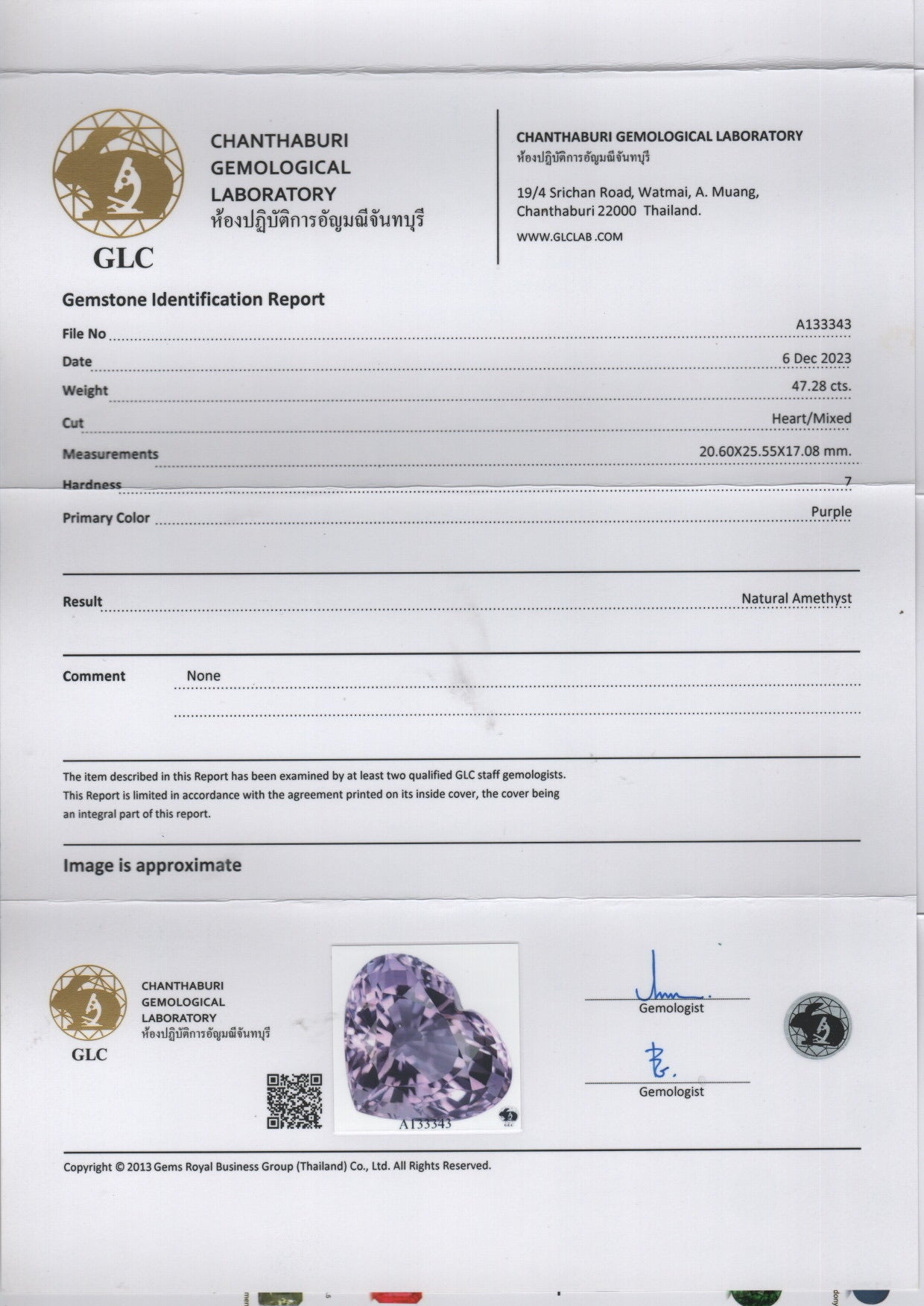 Voile d’Améthyste™ — Sovereign Heart (47.28 ct)